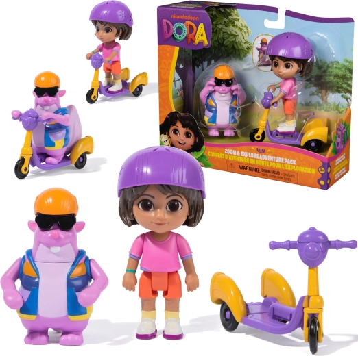 Dora et Tico – set de jeu Zoom & Explore avec trottinette et accessoires