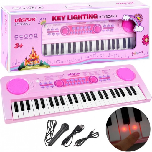 Elektronisch kinderklavier BIGFUN met verlichte toetsen, 49 toetsen