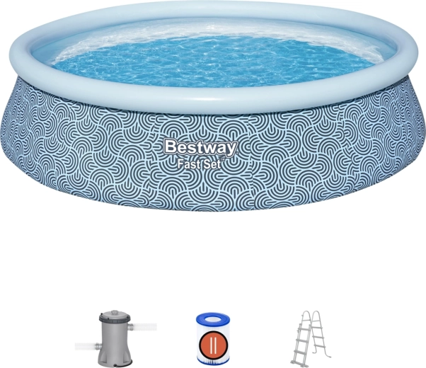 Piscine hors-sol ronde Bestway Fast Set avec filtration et échelle 4,57 × 1,07 m