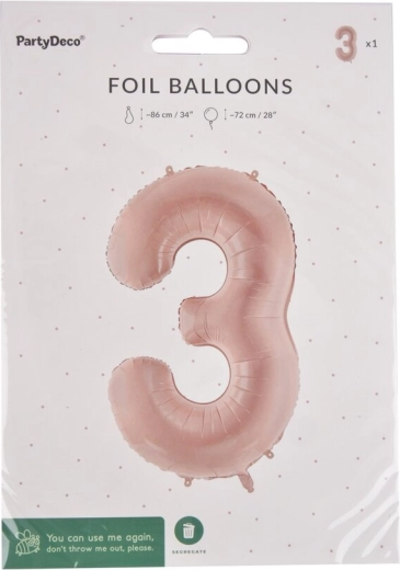 Beige foil balloon number 3, 72 cm