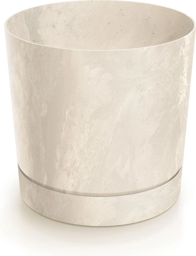 Cache-pot Tubo P effet béton 33,8 cm crème