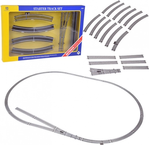 Set de voies H0 1:87 pour modélisme ferroviaire, rails métalliques avec ballast plastique, longueur 3 m