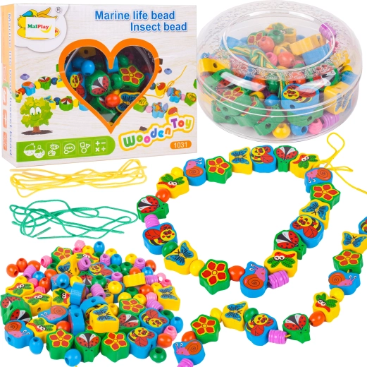 Houten kralen aan koord lieveheersbeestje