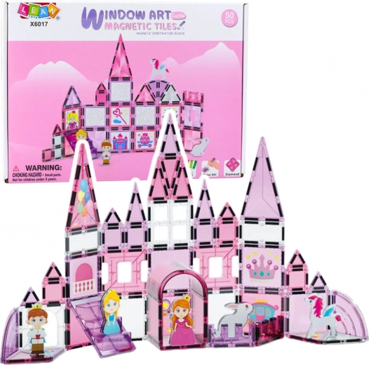 Magnetische bouwset voor meisjes met raampjes, roze, 50 st.