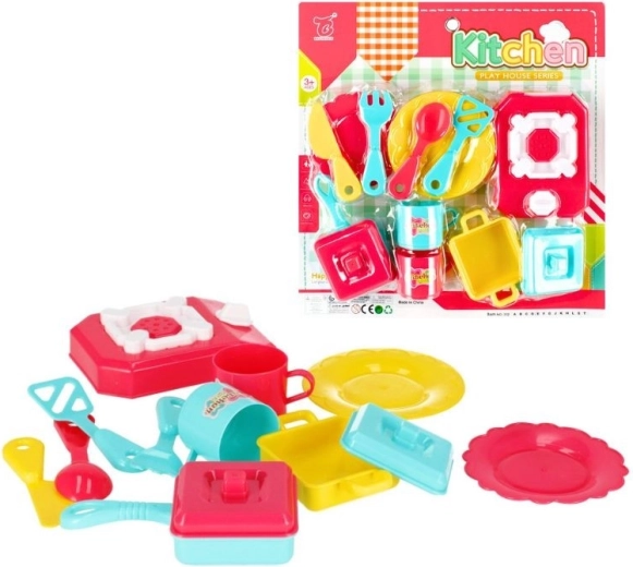 Children’s kitchen cookware set with stove