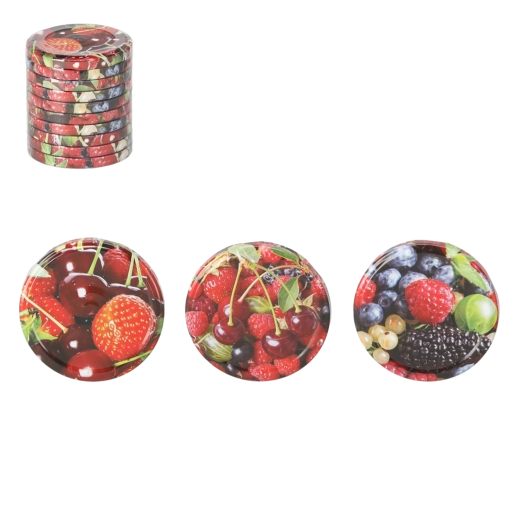 Set of 82 mm canning lids with fruit motif, 10 pcs