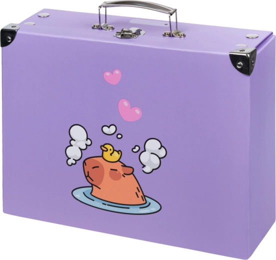 Folding school briefcase with capybara and metal fittings BAAGL