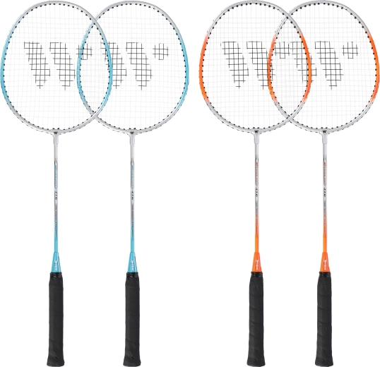 Badminton-Set Wish Steeltec für das Freizeitspiel (4 Schläger, 3 Federbälle, Tasche)