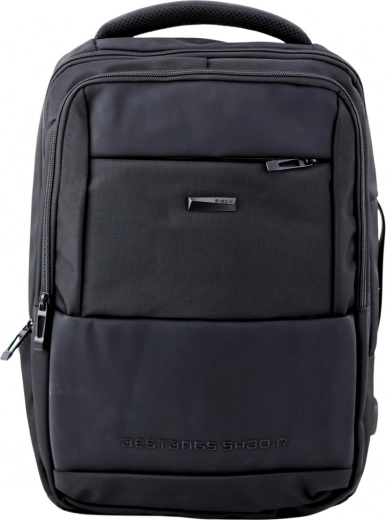 Stadsrugzak met USB en borstriemband zwart 26L