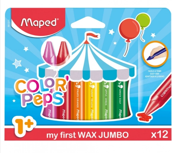 Crayons de cire pour tout-petits 1+ MAPED, 12 couleurs