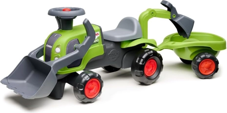 Looptractor FALK CLAAS met voorlader, achtergraafarm en aanhanger