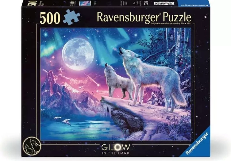 Ravensburger Glow-in-the-Dark Puzzle Howling Wolves at Dusk 500 Pieces