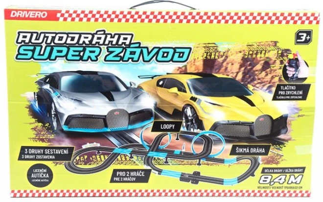DRIVERO Super Race Slot Car Track 8.4 m with BUGATTI Cars