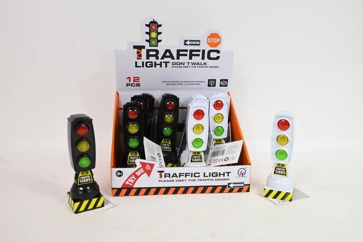 Mini feu de signalisation avec effets lumineux et sonores (12 pcs en présentoir)