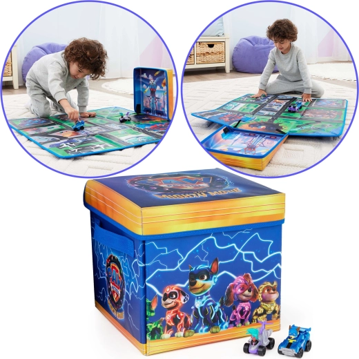 A mat that turns into a storage box