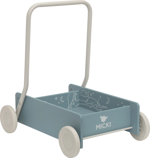 Wooden Baby Walker and Toy Cart Micki – Blue