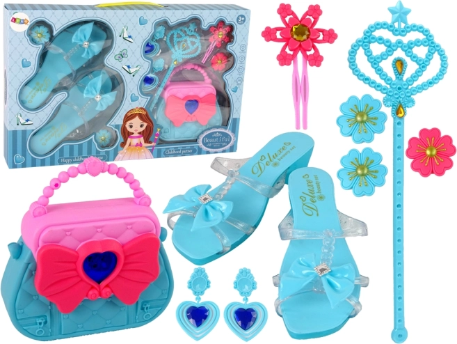Set beauté ludique avec sandales bleues et accessoires
