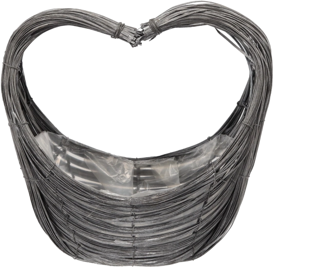Panier en osier gris sur pied pour pot de fleurs avec cœur 37 × 19 × 35 cm