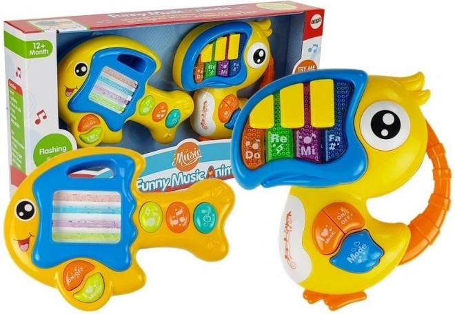 Interactief speeltje Pianino en gitaar Parkiet en Vissentje