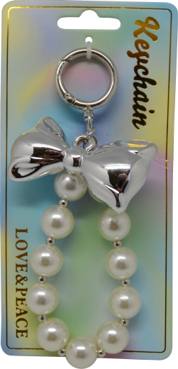 Keychain Pendant with Pearls and Bow