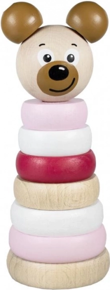 Pyramide en bois tête d’ours rose