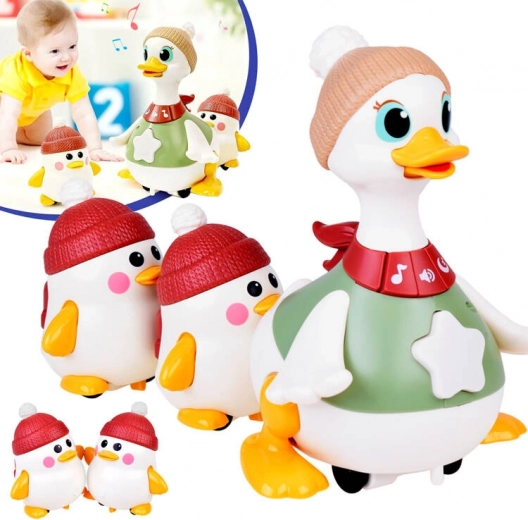 interactive duck family – walking duck with two ducklings, lights and sounds