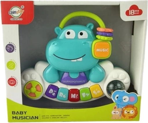 Children's piano with a little pea motif in a box