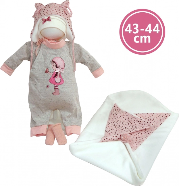 Tenue pour poupée NEW BORN 43–44 cm – ensemble 4 pièces avec couverture