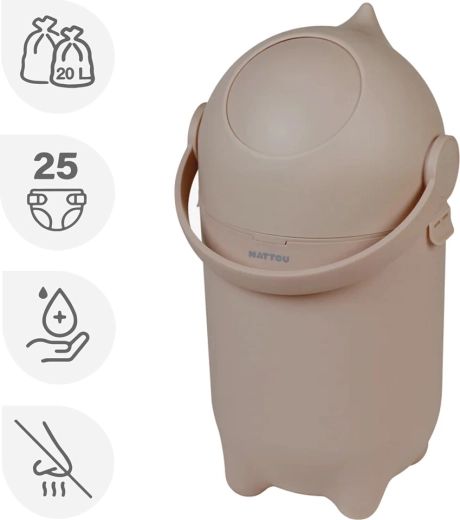 Poubelle à couches Nattou Dropy taupe 20 l