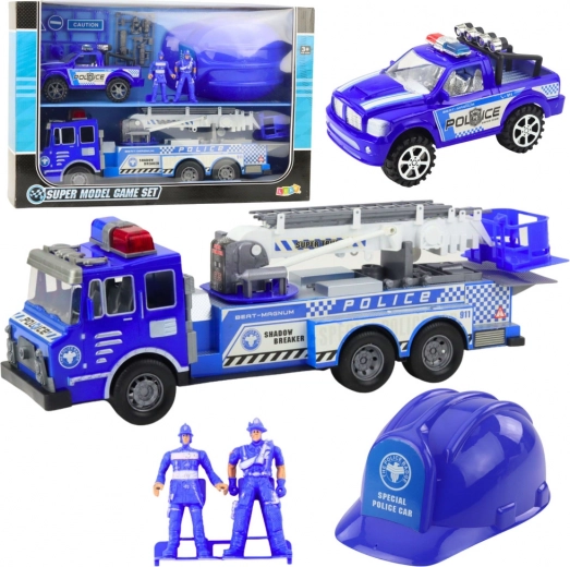Grande mallette policière pour enfants avec véhicule, 4x4, figurines et casque