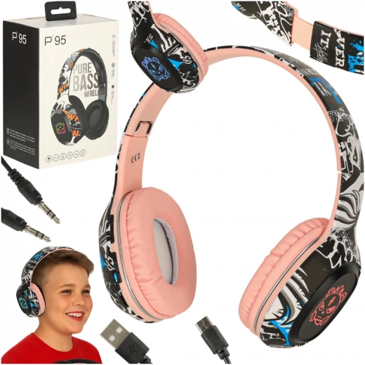 Wireless Bluetooth Headphones for Gaming and Sports Pink