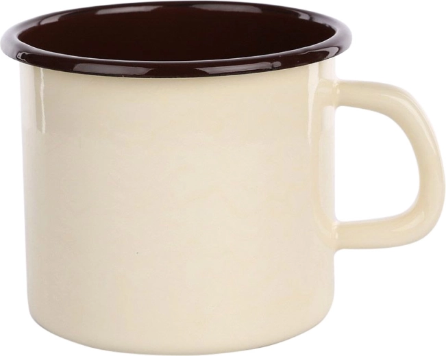 Silesia enamel mug 1.25 L, cream with dark interior