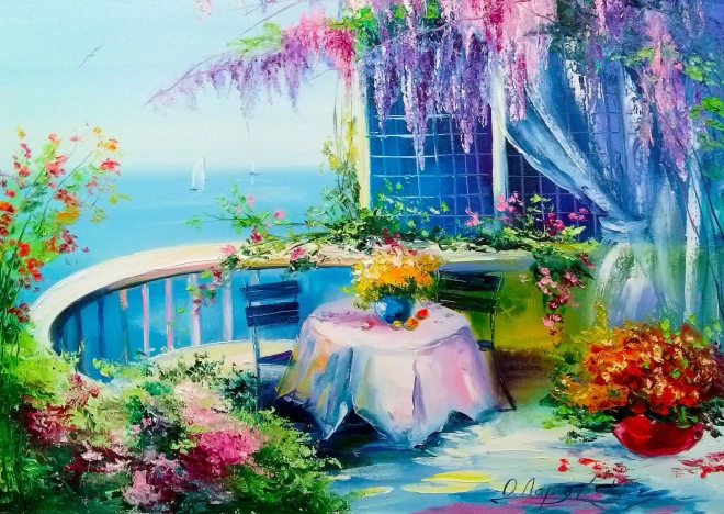 Puzzle Balcon Fleuri 1000 pièces