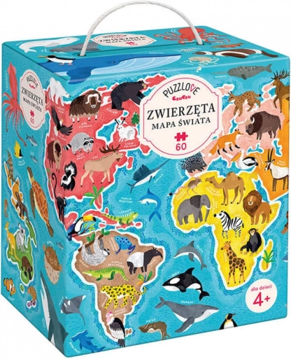 Puzzle 60 pièces Puzzlove - Carte du monde Animaux