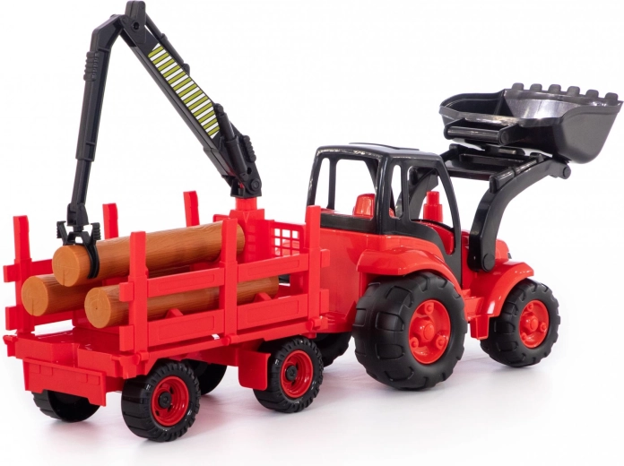 Aanhanger voor boomstammen met kraan