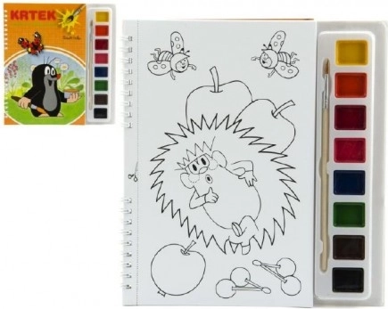 Malbuch Maulwurf mit Wasserfarben und Pinsel