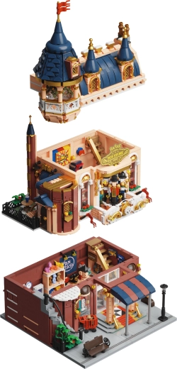 Construction modulaire à trois étages pour le jeu et l’exposition