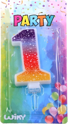 Party candle number 1 with stars