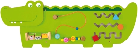 Wooden Wall-Mounted Sensory Board Crocodile Viga, FSC, Montessori