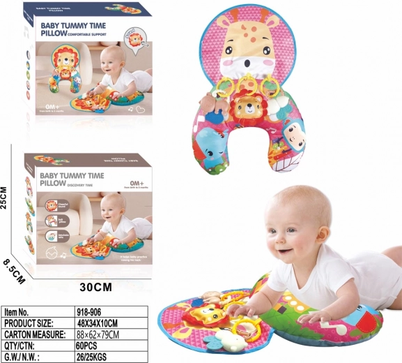 Coussin sensoriel pour les tout-petits girafe avec suspensions amovibles