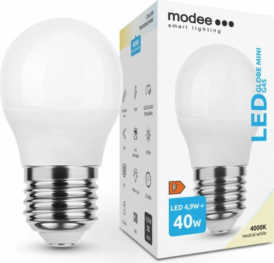 Ampoule LED Modee Globe Mini G45 4,9 W E27, 470 lm, blanc neutre
