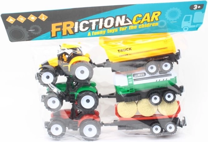Tracteur avec remorque – lot de 3 pièces en sachet