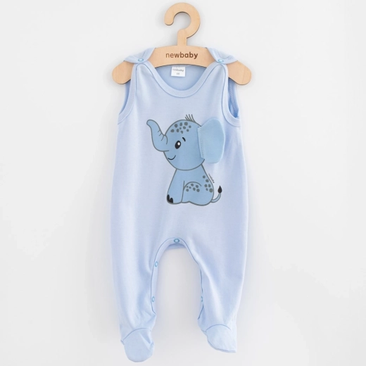 Baby cotton footed overalls New Baby Happy Elephant blue 74 (6–9 m)