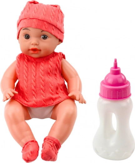 Fabric doll with bottle 30 cm, sound effects, pink clothing