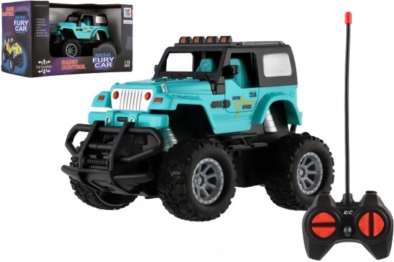 Voiture tout-terrain radiocommandée 1:43, 27 MHz, avec éclairage – Turquoise