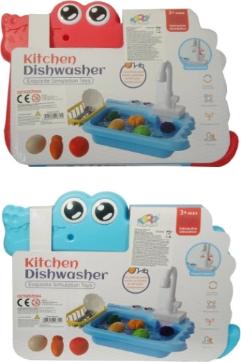 Kids' kitchen sink set with dishes