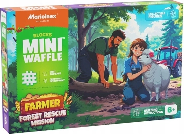 Marioinex Mini Waffle building set – Farm Forest Rescue Mission (100 pieces)