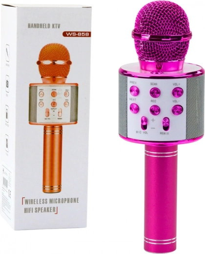 Kabelloses Karaoke-Mikrofon mit Bluetooth und integriertem Lautsprecher – rosa