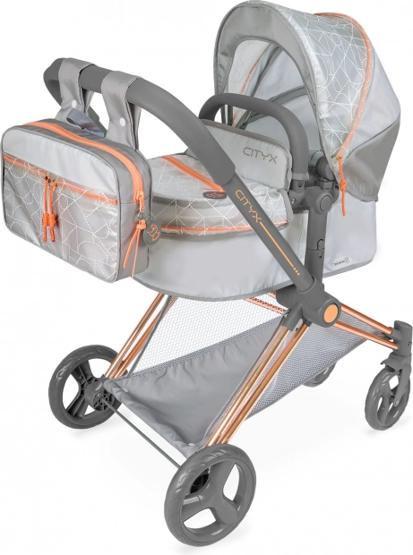 Folding 3-in-1 doll stroller with backpack City X, 73 cm