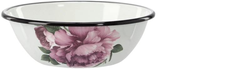Enamel Bowl Laura with White Peony Motif 0.6 l, Diameter 16.5 cm